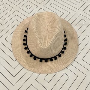 Sole Society Straw and Pom Pom Fedora Hat